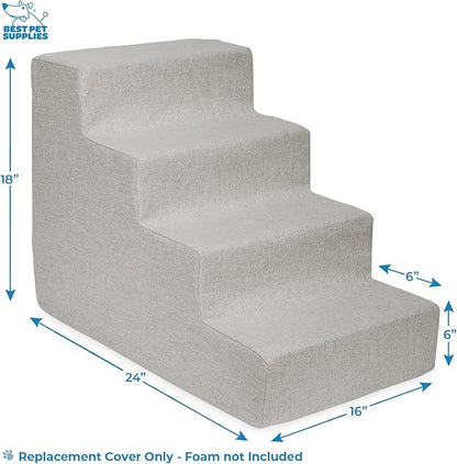 Best Pet Supplies Foam Pet Steps Cover for Small Dogs and Cats 4-Step (H: 18") (Cover