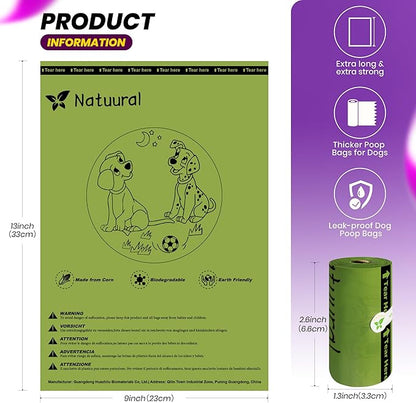 Dog Poop Bags-150 Counts with Leash Dispenser (10 Rolls)