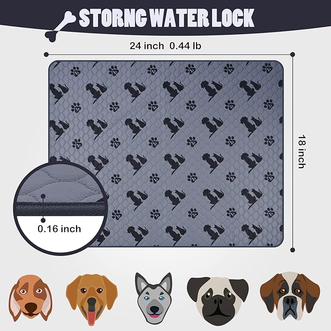 JUMEIHUI Washable Pee Pads for Dogs 18X24（Pack of 2）