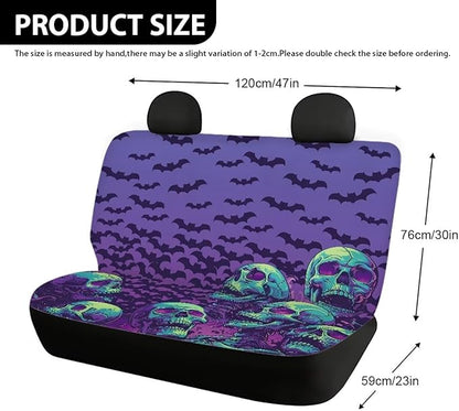 AFPANQZ Halloween Skull Bat Car Seat Cover