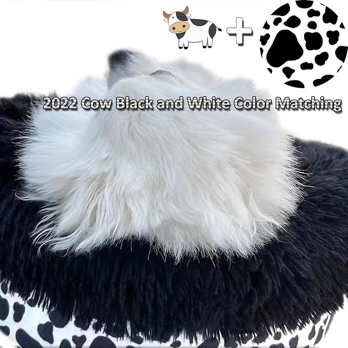Cow Print Dog Bed for Small Size Dogs Washable