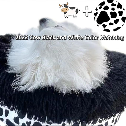 Cow Print Dog Bed for Small Size Dogs Washable