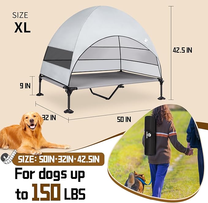 Elevated Dog Bed with 2024 Newest Canopy