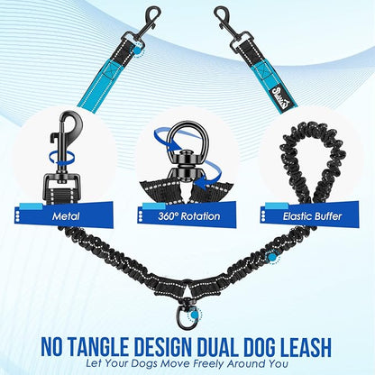 Lukovee Double Dog Leash 360° Swivel