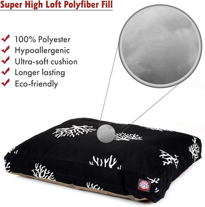 Black Coral Medium Rectangle Indoor Outdoor Pet Dog Bed With Removable Washable Cover By Majestic Pet Products