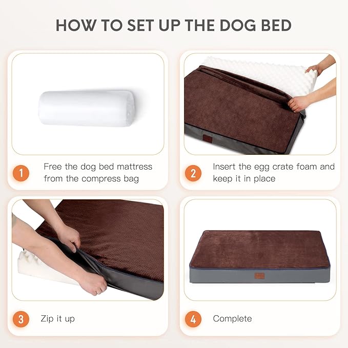 Bedfolks 3" Thick Orthopedic Dog Bed for Medium Dogs