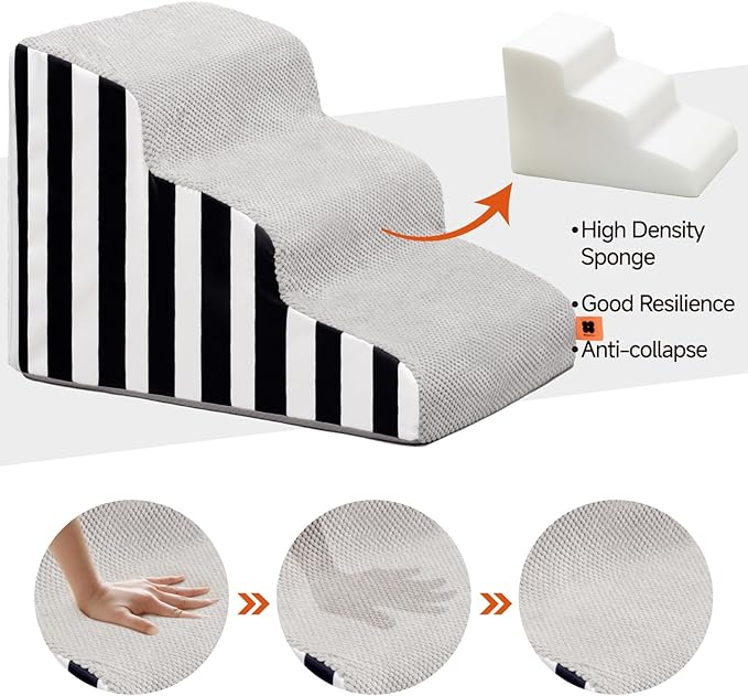 MEWOOFUN Dog Stairs for Small Dogs 3-Tier Dog 50lbs Small