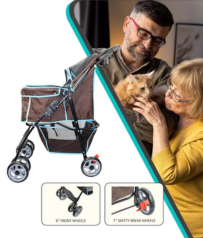 AmorosO 4 Wheels Pet Convenient Stroller