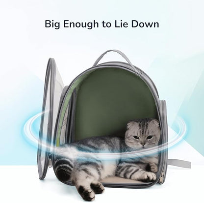 Cat Bubble Backpack, Clear Cat Carriers for Large Cats 20 Lbs, Airline Approved Pet Carrying Bag for Cats Dogs Kittys Puppies, Cat Travel Accessories for Hiking Camping Outdoor(greygreen)