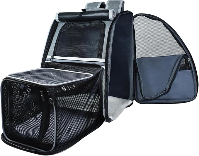 ELEGX Extra Large Expandable Cat Carrier Backpack Fit Up to 20 Lbs,Pet Carrier Backpack for Small Dogs Medium Cats,Airline Approved, Foldable with Breathable Mesh for Travel, Hiking & Walking