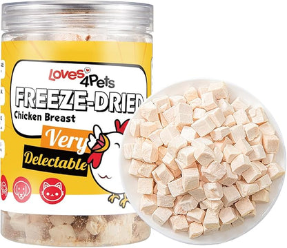 Freeze Dried Chicken Cube Cat & Dog Treats – Grain-Free, Healthy, High Protein Training Food – Also Great for Turtles, Ferrets & Small Animals Aquatic Turtle Food