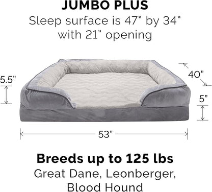 Furhaven Cooling Gel Dog Bed for Large Dogs w/ Removable Bolsters & Washable Cover 125 lbs