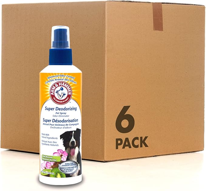 Arm & Hammer for Dogs Super Deodorizing Spray for Dogs | Best Odor Eliminating Spray for All Dogs & Puppies | Fresh Kiwi Blossom Scent That Smells Great, 6.7 Fl Oz (Pack of 6)