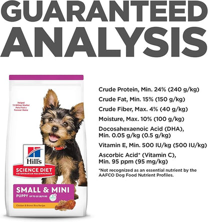 Hill's Science Diet Puppy, Puppy, Small & Mini Breeds Puppy Premium Nutrition, Dry Dog Food, Chicken, Brown Rice, & Barley, 4.5 lb Bag