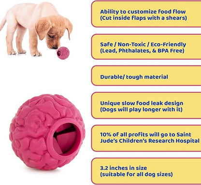 BULLOCK Dog Chew Toy Ball - Bite-Resistant Dog Treat Ball Dispenser Feeder - Ideal as Dog Puzzle Toys for Dog Boredom, Puppy Teething & Mind Stimulating Training Exercise (Purple)