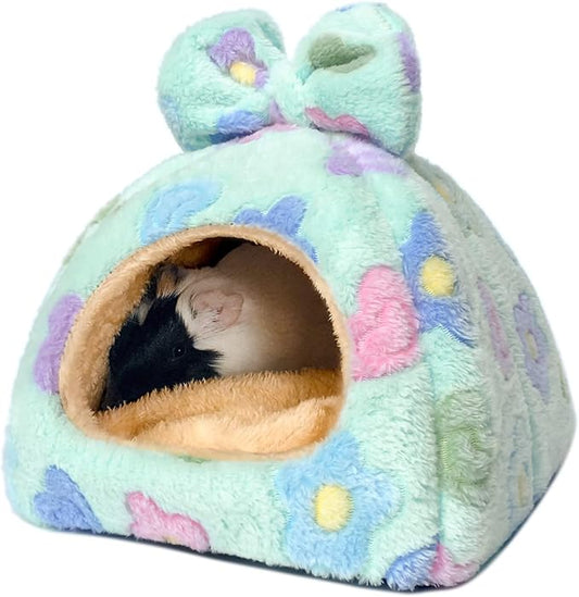 Guinea Pig Hideout Hamster Bed Chinchilla House Cute Habitat Warm&Cozy Cage Accessories for Ferret Hedgehog Small Pet Washable