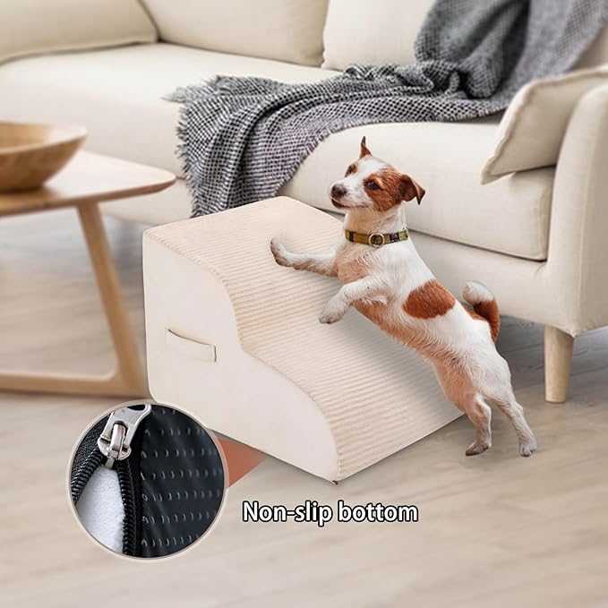High Density Foam Dog Stairs Steps 13.7’’ Non-Slip 2-Tiers (Beige)