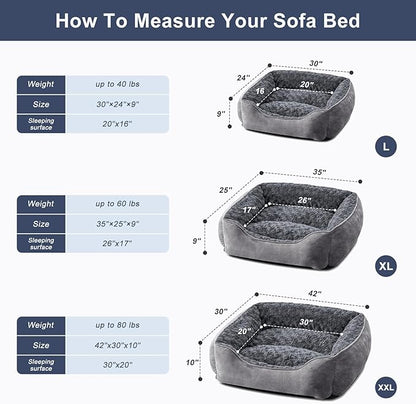 JOEJOY Rectangle Dog Bed for Large Medium Small Dogs Machine Washable Sleeping Dog Sofa Bed Non-Slip Bottom Breathable Soft Puppy Bed Durable Orthopedic Calming Pet Cuddler