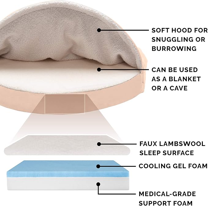 Furhaven 26" Round Cooling Gel Dog Bed for Medium/Small Dogs w/ Removable Washable Cover 30 lbs 26-inch