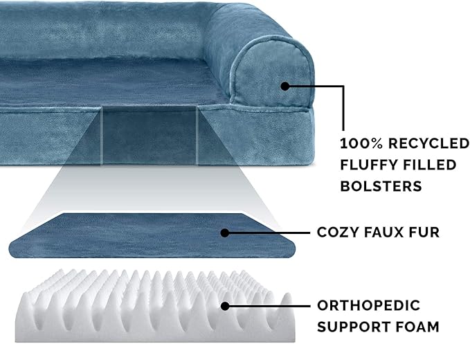 Furhaven Orthopedic Dog Bed for Large Dogs w/ Removable Bolsters & Washable Cover 95 lbs