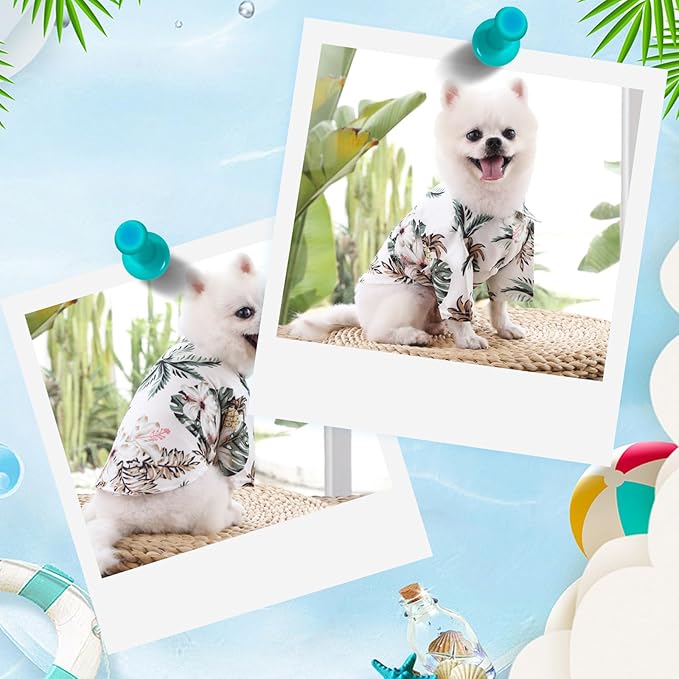 Dog Hawaiian Shirt Hawaii Style Summer Dog Clothes Boy Girl Breathable Cool Costume Beach Seaside Sweatshirt for Small Puppy Polo T-Shirt Pet Outfit