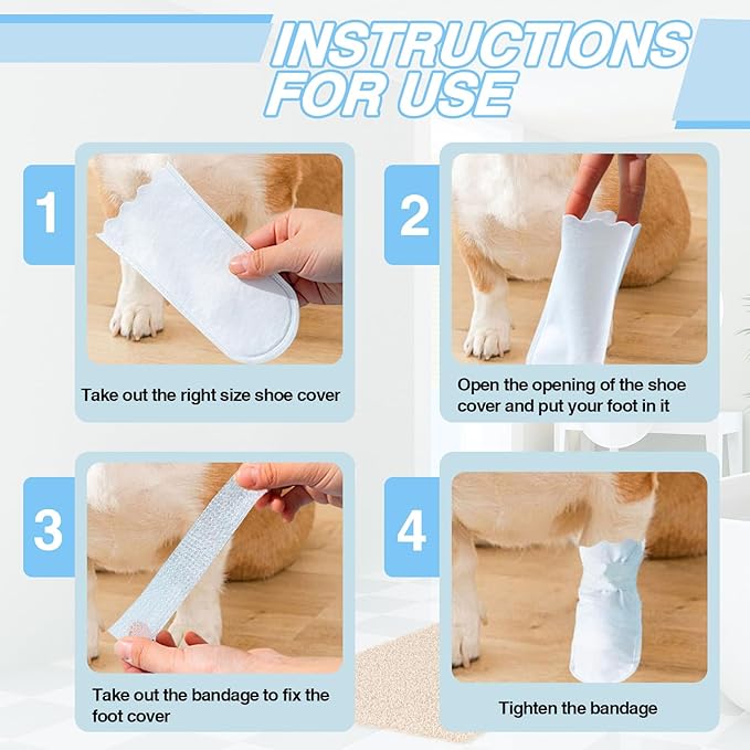 20pcs Disposable Dog Shoes for Medium Dogs, Dog Booties and Paw Protectors, Dog Disposable Foot Covers for Outdoor (M)