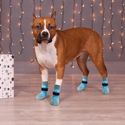 PUPTECK Anti Slip Dog Socks 2 Pairs with Double Grippers for Hardwood Floors