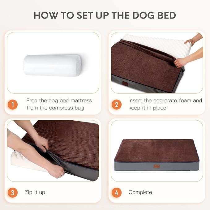 Bedfolks 4" Thick Orthopedic Dog Bed for Jumbo Dogs