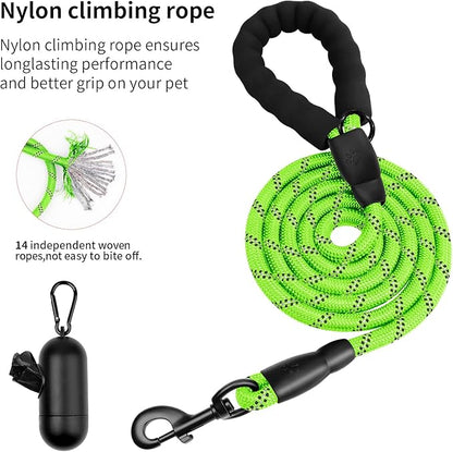 Heavy Duty Dog Leash for Large Medium Small Breed Dogs Handle,4/5/6 FT Holder,Green,1/2 inch