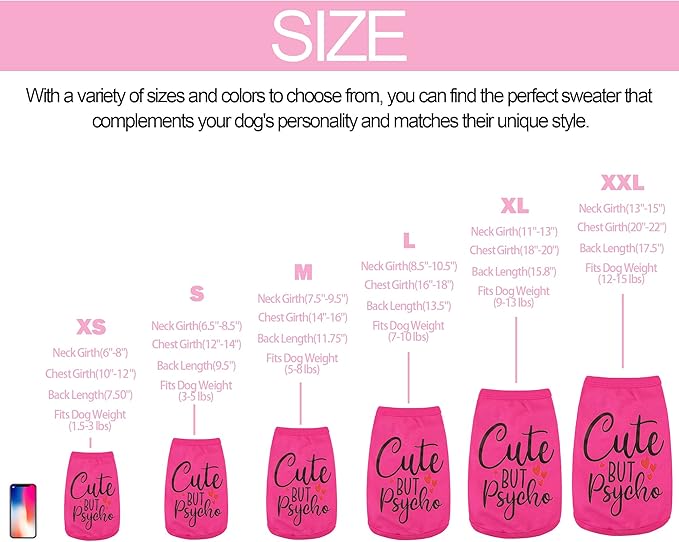 Stylish Dog Clothes: Expressive Cotton Puppy Shirt Vest for Small and Medium Dogs, Featuring 'Cute but Psycho' Slogan Print - Perfect for Showing Off Your Pet's Unique Style! Grey L