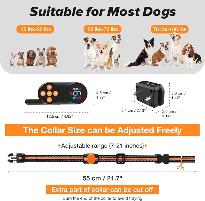 Dog Training Collar with Remote 1000FT Electric 3 Modes, Lock,IPX7 Waterproof