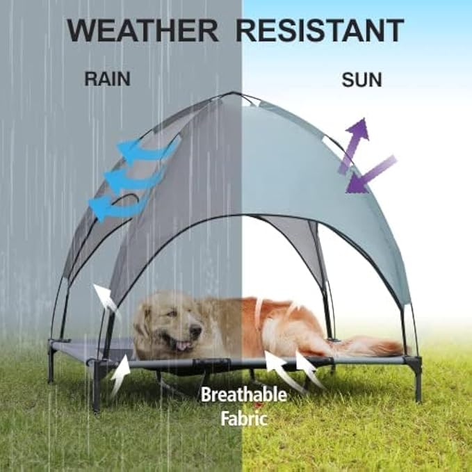 Large Elevated Dog Bed with Canopy 48IN Outdoor