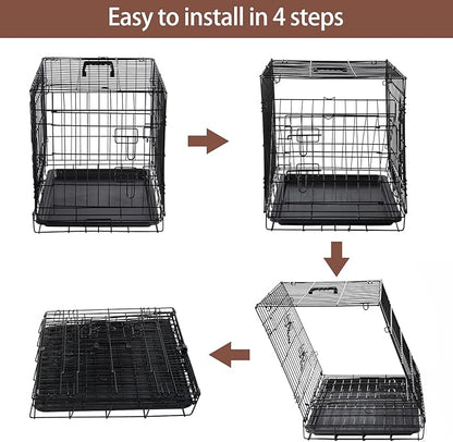 DONORO Dog Crates for Small Size Dogs Indoor Double Door Dog Kennels & Houses for Puppy and Cats (36-Inch Only