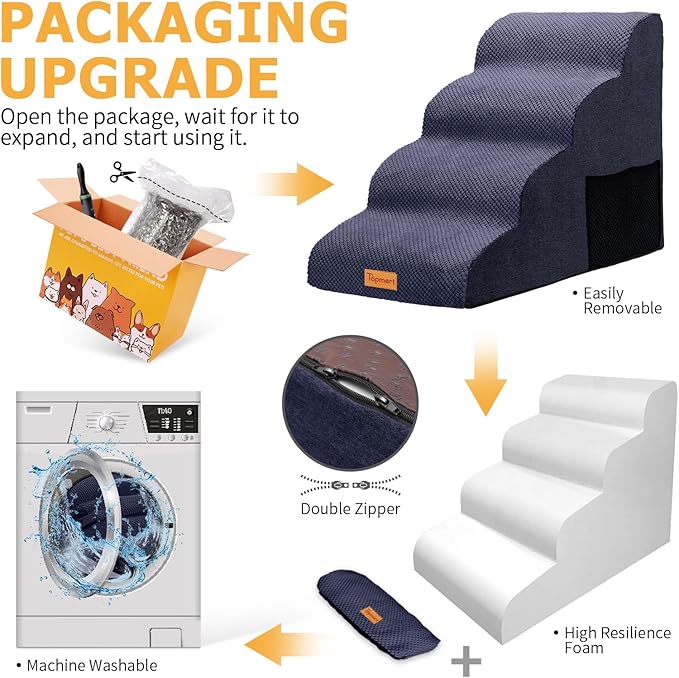 Topmart High Density Foam Dog Steps 4 Tiers