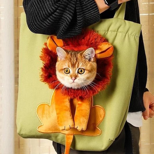 Pet Canvas Shoulder Bag Cat Carrier Portable Chest Cat Bag Outdoor Dog Tote Bag Travel Handbag for Small Cat Dog Animal Supplies (Green, Large)