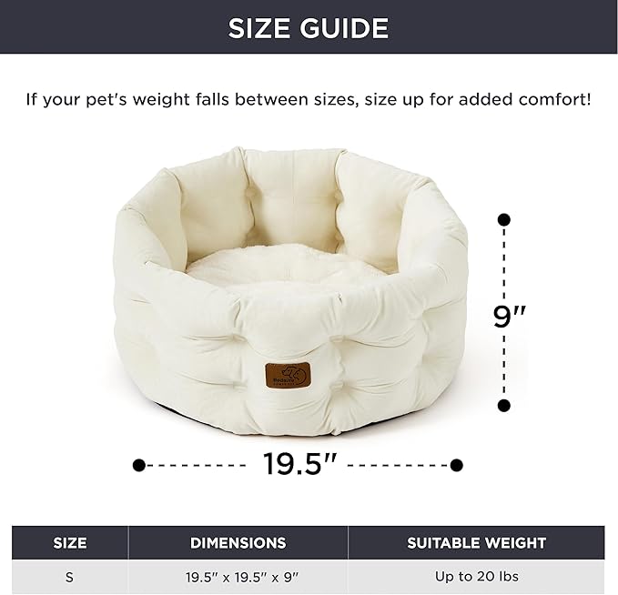 Bedsure Round Cat Beds for Indoor Cats 20x20x9inches, Soft