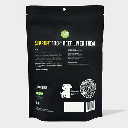 Get Joy Freeze Dried Superfood 100% Beef Liver Dog Treats, 4 Ounce Bag, Single Ingredient Organ Meat, High Protein, Vision, Skin & Coat Health, Muscle Repair, Grain Free, Gluten Free, Made in USA