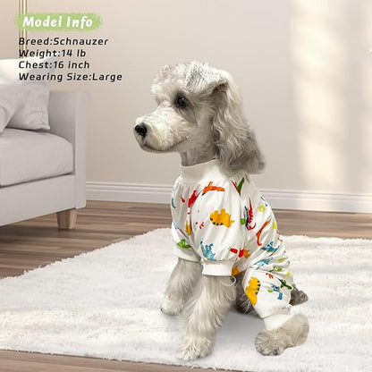 XPUDAC 4 Pack Dog Pajamas Soft Strechy Summer Dog Clothes for Small Medium Dogs Boy Girl Cat Apparel-Mediwum