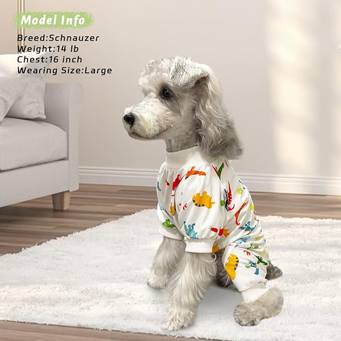 XPUDAC 4 Pack Dog Pajamas Soft Strechy Summer Dog Clothes for Small Medium Dogs Boy Girl Cat Apparel-L