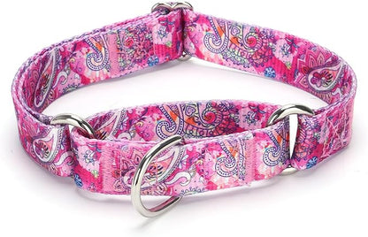 Martingale Dog Collars - Flower Multicolor Cute Patterns, Adjustable Nylon Training Dog Collar Suitable for Boy and Girl Dogs Medium Large Dogs (XL, Pink)