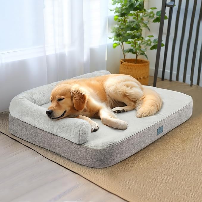 Veehoo Orthopedic Dog Bed with Bolster for Extra Large Dogs 95 lbs,