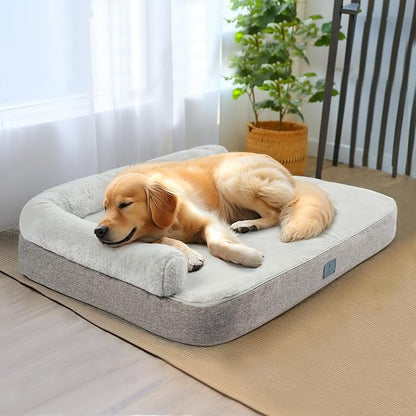 Veehoo Orthopedic Dog Bed with Bolster for Extra Large Dogs 95 lbs,