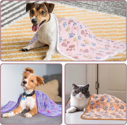 Dono 1 Pack 3 Dog Blankets, Soft Fluffy Fleece Pet Blanket Warm Sleep Mat Paw Print Design Puppy Kitten Throw Blanket Doggy Mat, Blanket for Dogs