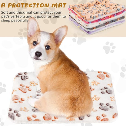 5 Pcs Guinea Pig Bed Mat Cute Cats Paw Print Blanket Bed for Small Animal Winter Soft Plush Bunny Dog Cat Bed Thickened Washable Reversible Fleece Crate Bed Mat Hamster Bedding (13 x 18.5 Inch)