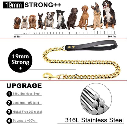 Heavy Duty Dog Leash 15mm/19mm Strong 3FT/4FT/5FT Comfortable (19mm/4FT)