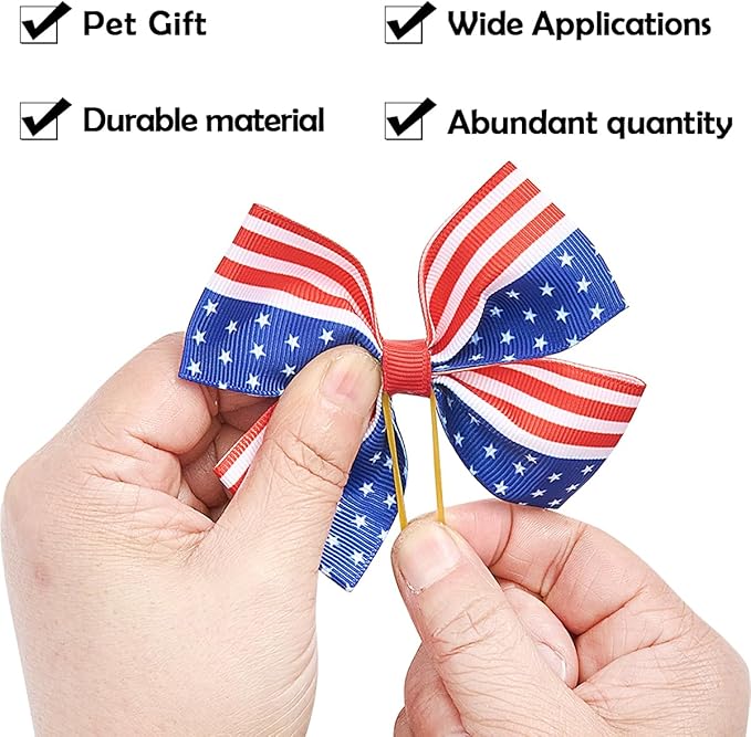 24PCS 4th of July Big Dog Hair Bows