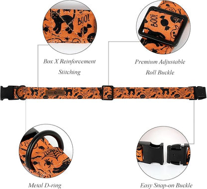 Lionet Paws Halloween Dog Collar with Bowtie 8-12in