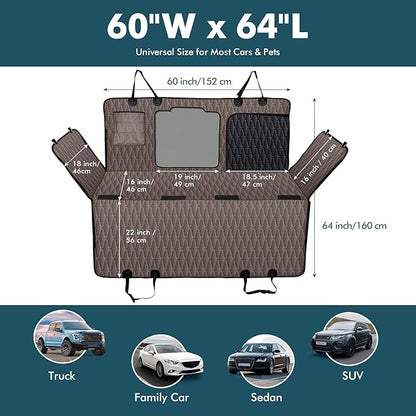 Upgrade Dog Car Seat Cover for Back Seat 5-in-1 Waterproof 600D Scratchproof 55"x64"