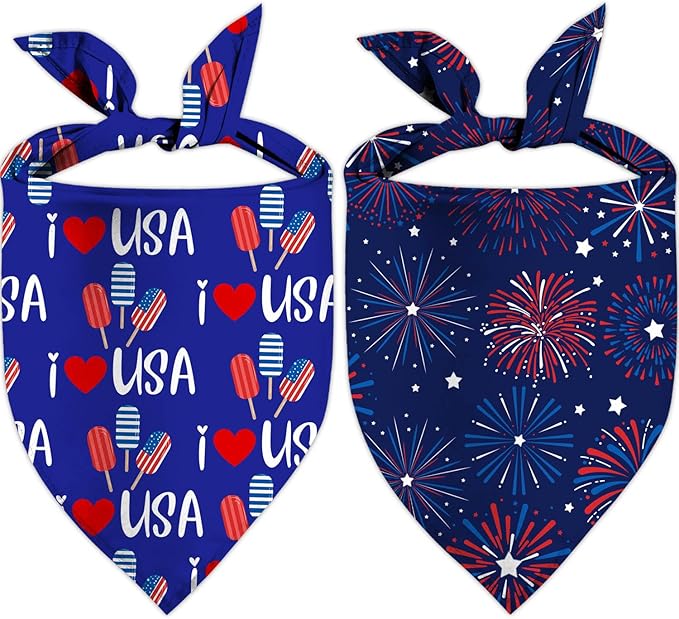 4th of July Dog Bandanas 2 Pack,