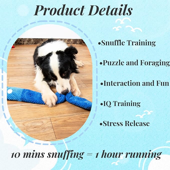 Squeaky Dog Puzzle Toys Interactive Plush Dog Toys Snuffle Mat for Dogs IQ Training Toys Foraging Instinct Training Puppy Toys for Small, Medium, and Large Dogs (Blue Rabbit)